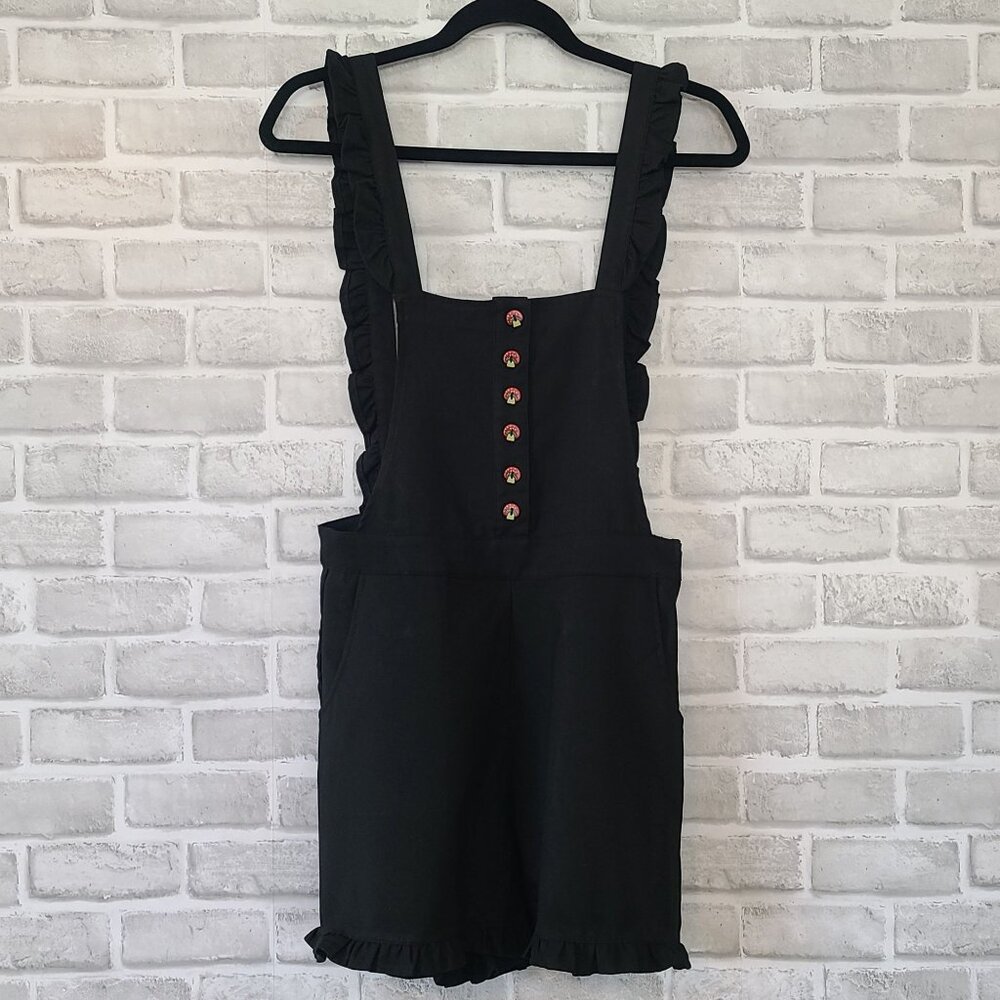 Hot Topic Thorn & Fable Black Mushroom Shortalls Shorts Rompers Overalls Small